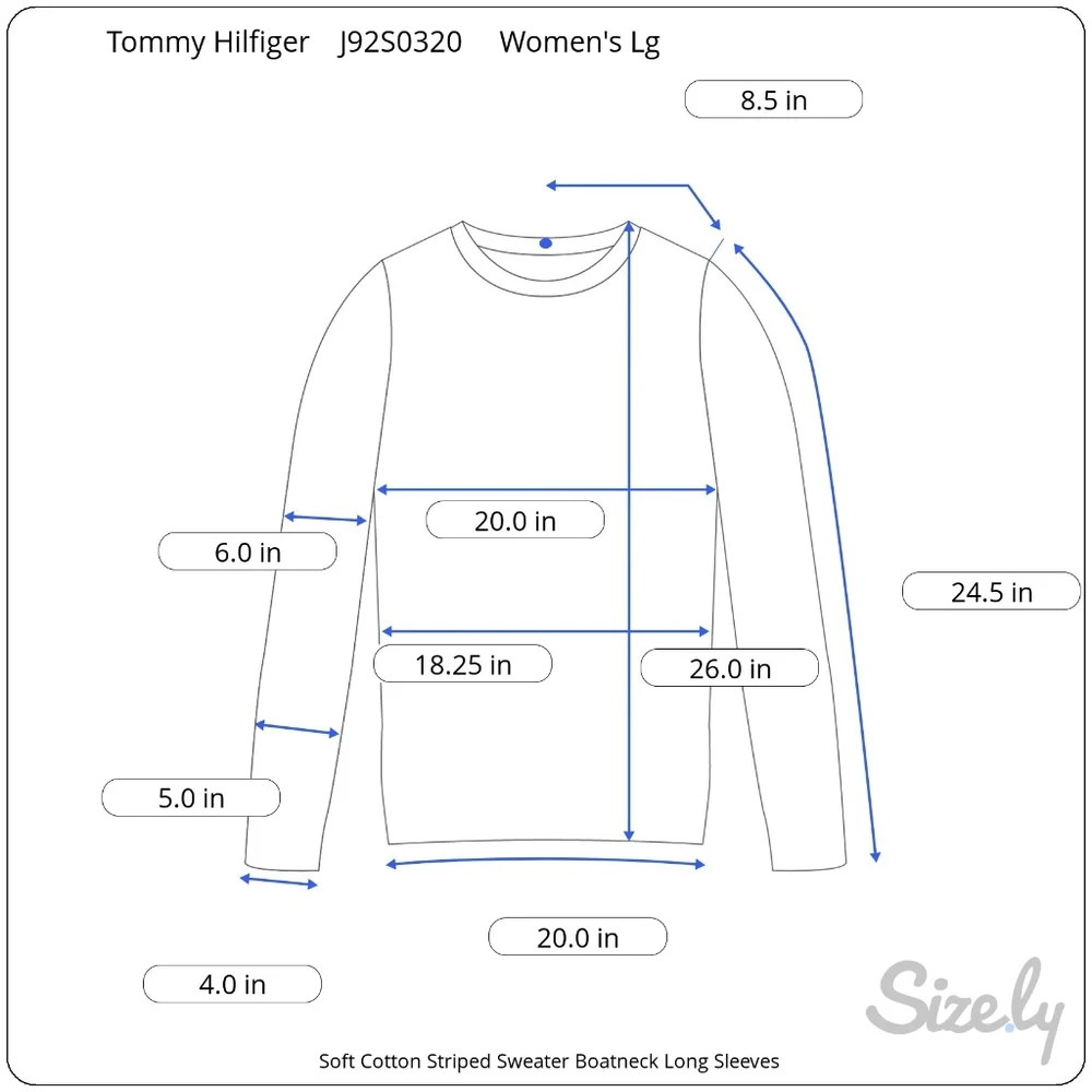 Tommy Hilfiger Cotton Striped Red Blue Pullover Sweater with Logo Women's Size L - Picture 9 of 10